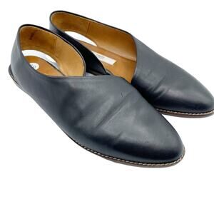 Miista Women's Black Calf Leather Gala Slingback Flats Asymmetric Cut Size 40